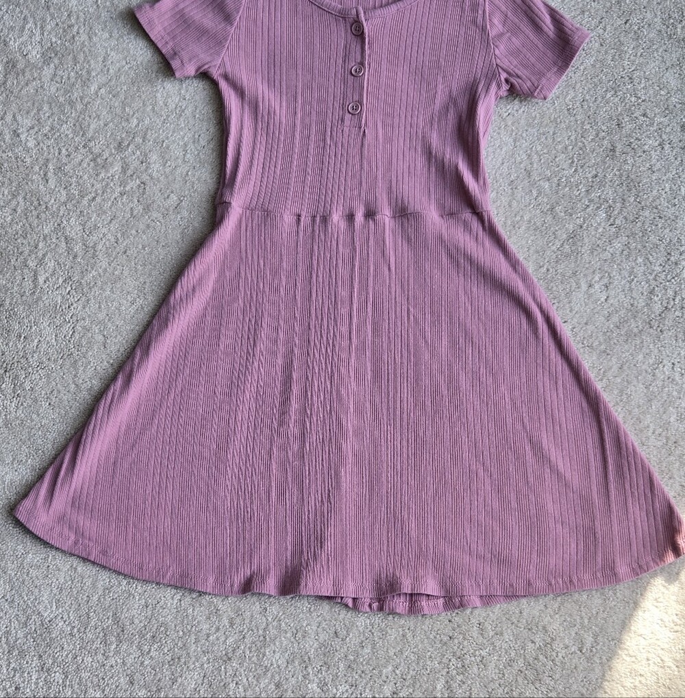 art class Mauve Pink Ribbed Short-Sleeve Swing Dress